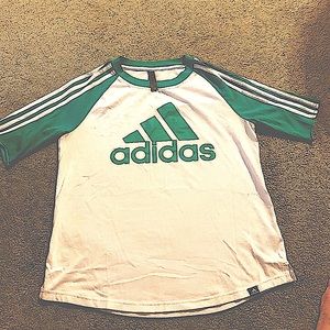 Ladies Adidas Green and white athletic T-shirt size medium.  Like new.